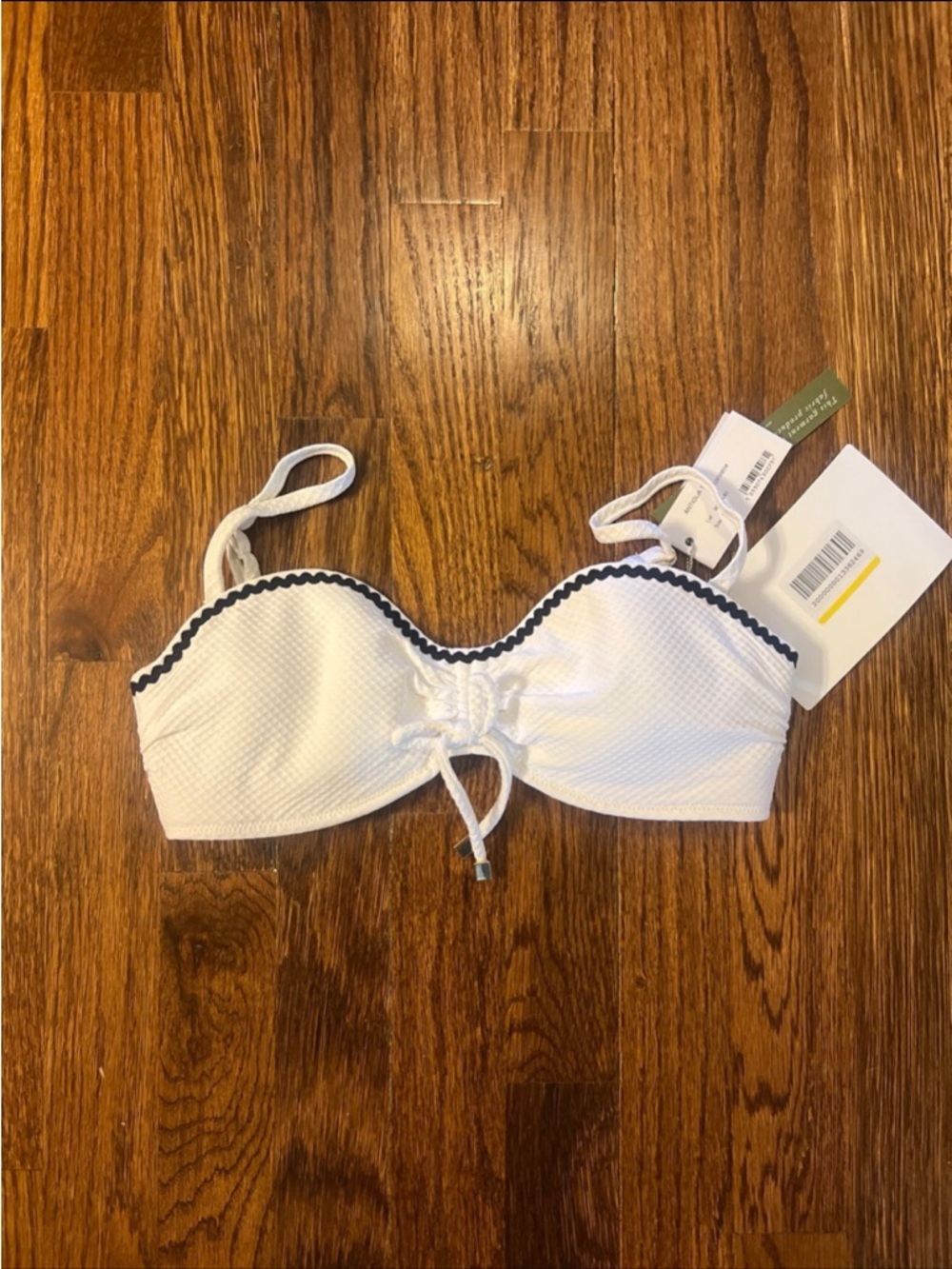 Heidi Klein swim top New with Navy Scallop Trim